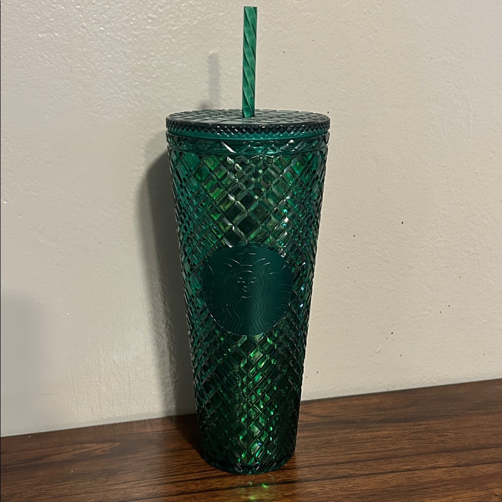 Starbucks 24oz Emerald Textured Cup with Lid and Straw